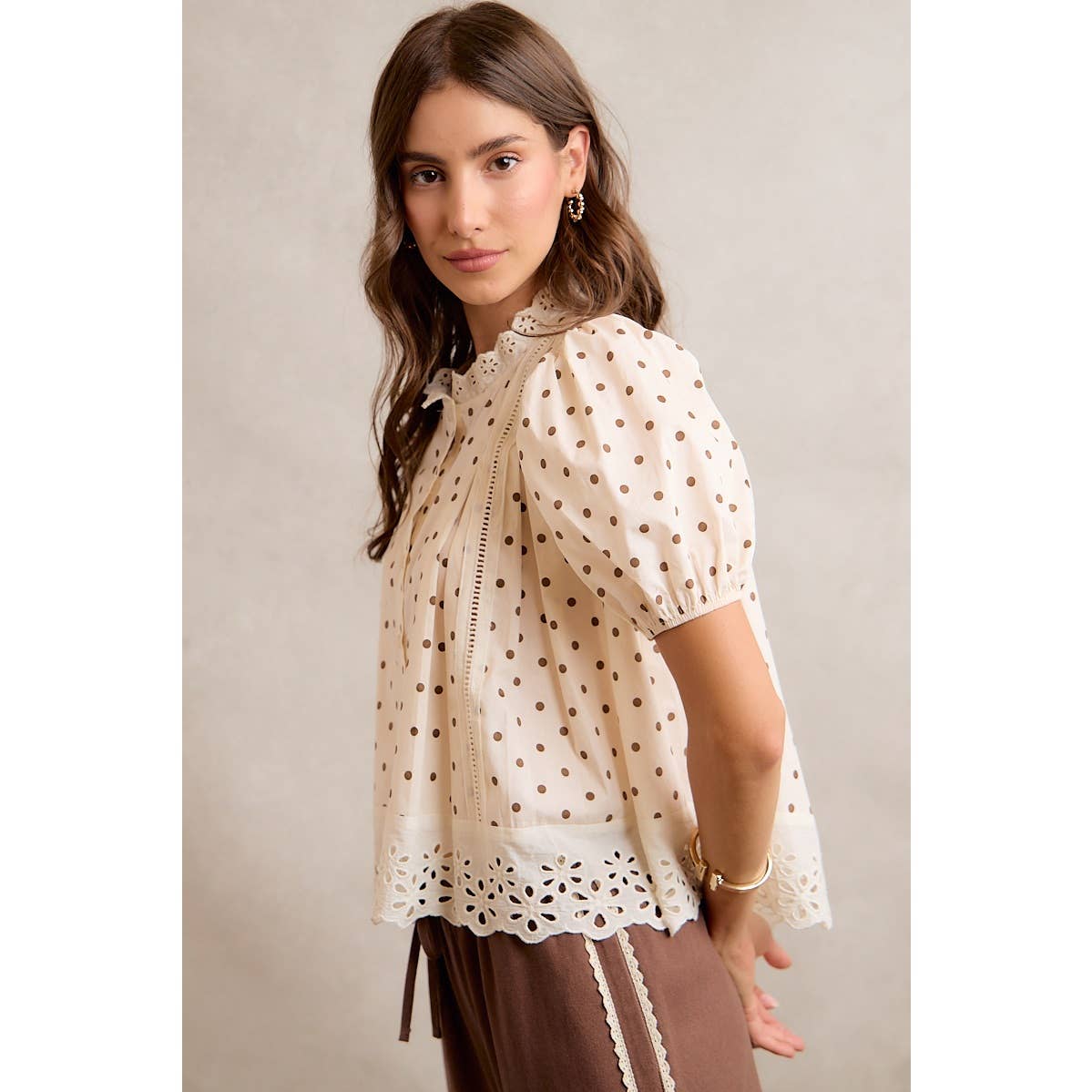 Polka Dot Lace Trim Top