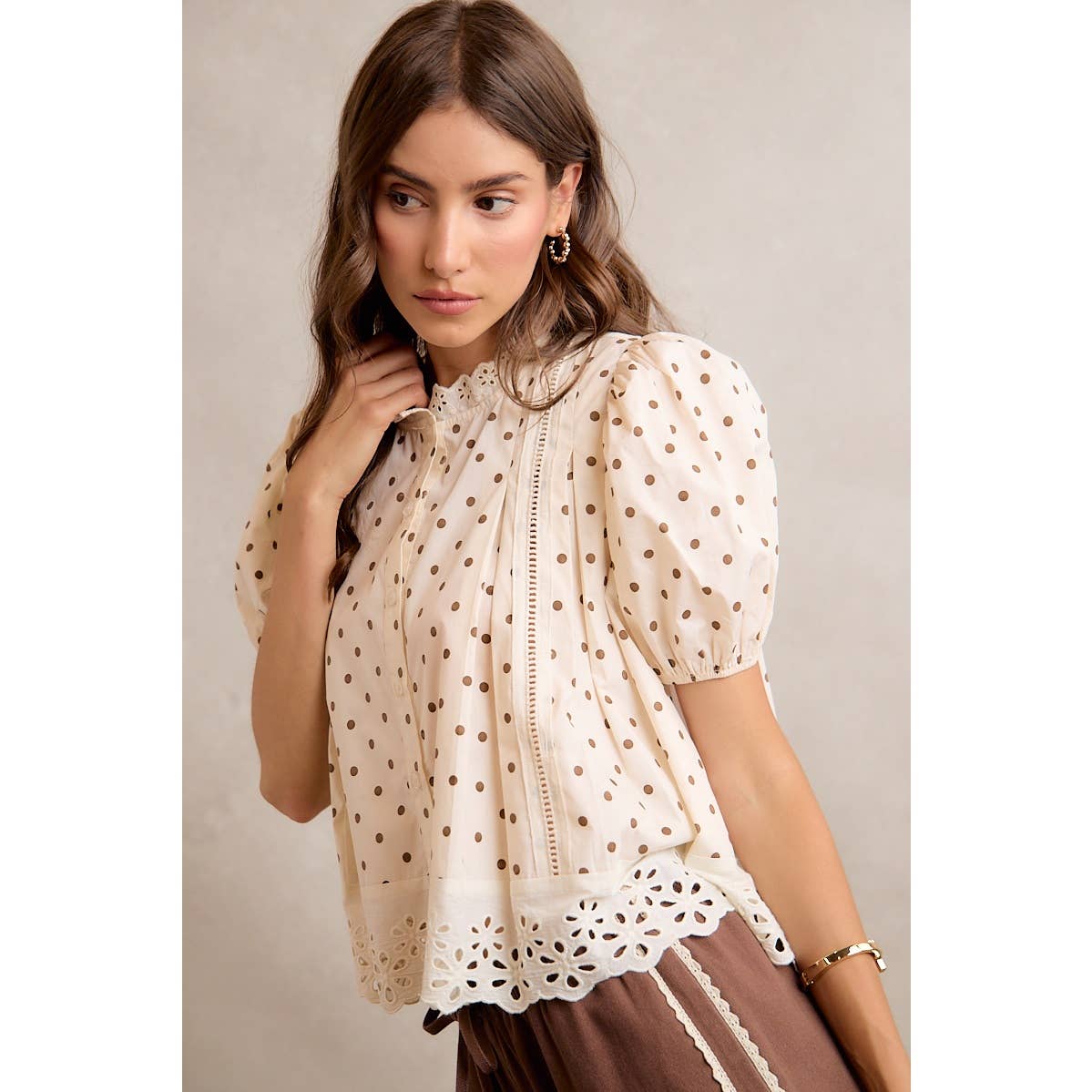 Polka Dot Lace Trim Top