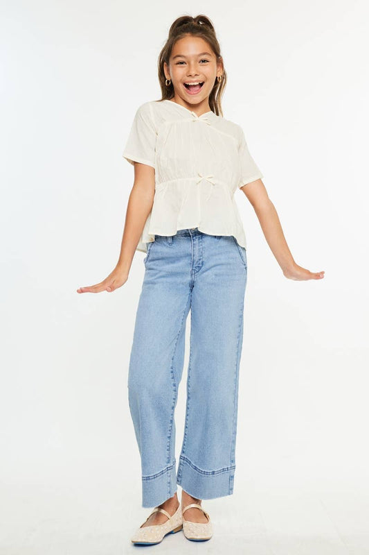 Kan Can Girls Cropped Wide Leg Jeans