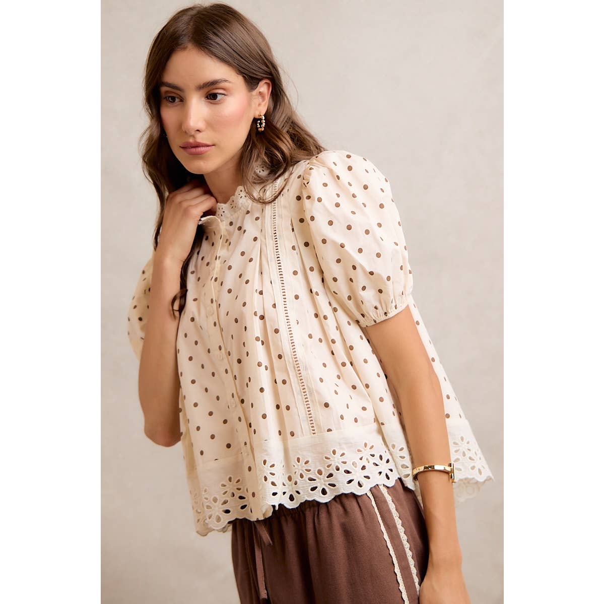 Polka Dot Lace Trim Top