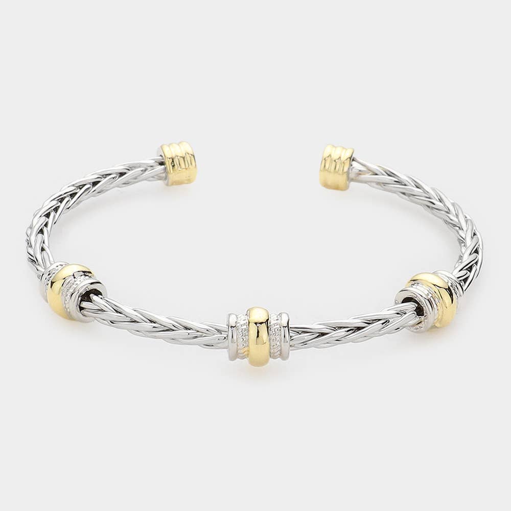 Two Tone Metal Cuff Bracelet