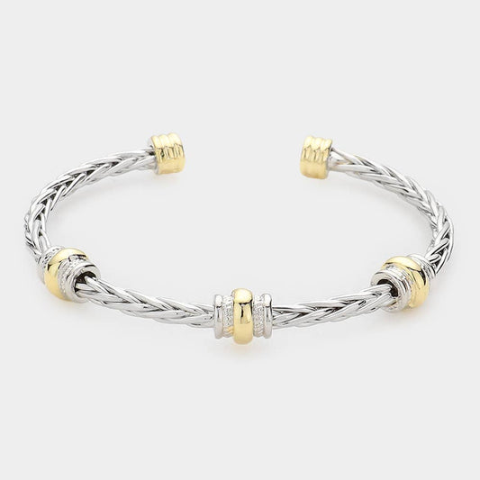 Two Tone Metal Cuff Bracelet