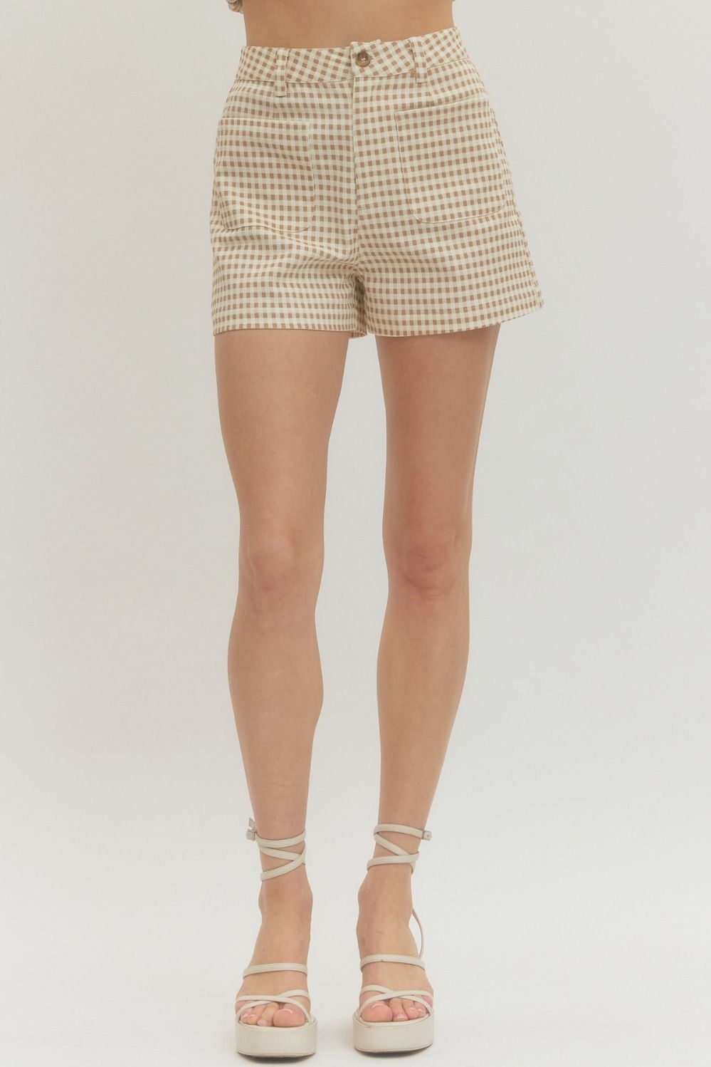 High Waisted Gingham Shorts