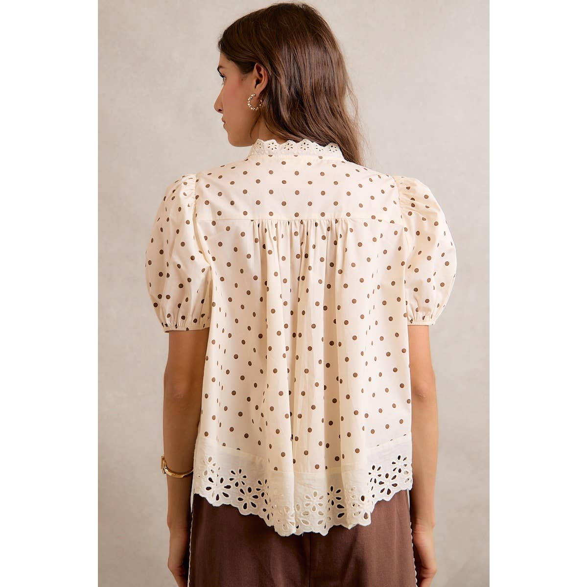 Polka Dot Lace Trim Top