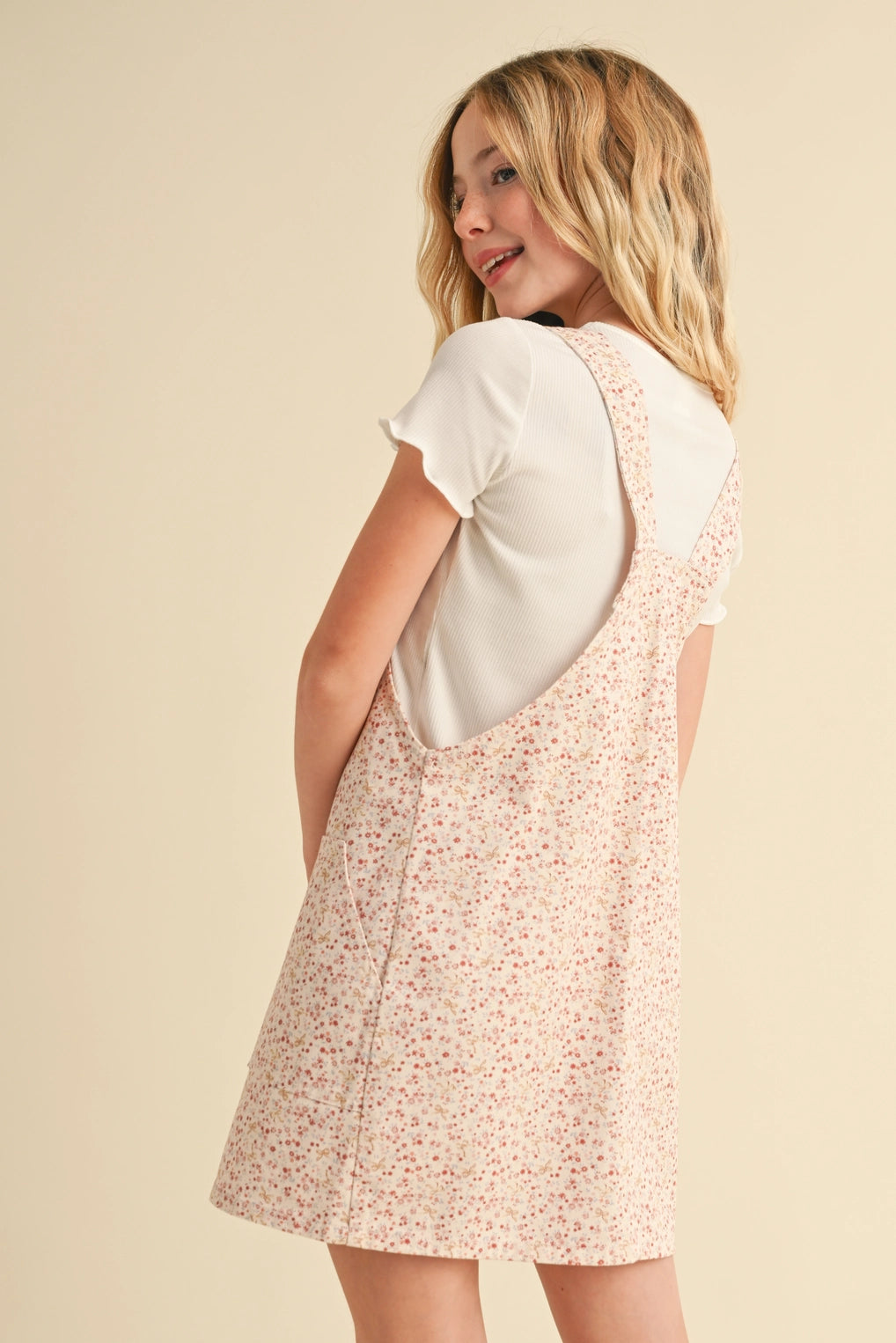 Girls Floral Overall Dress