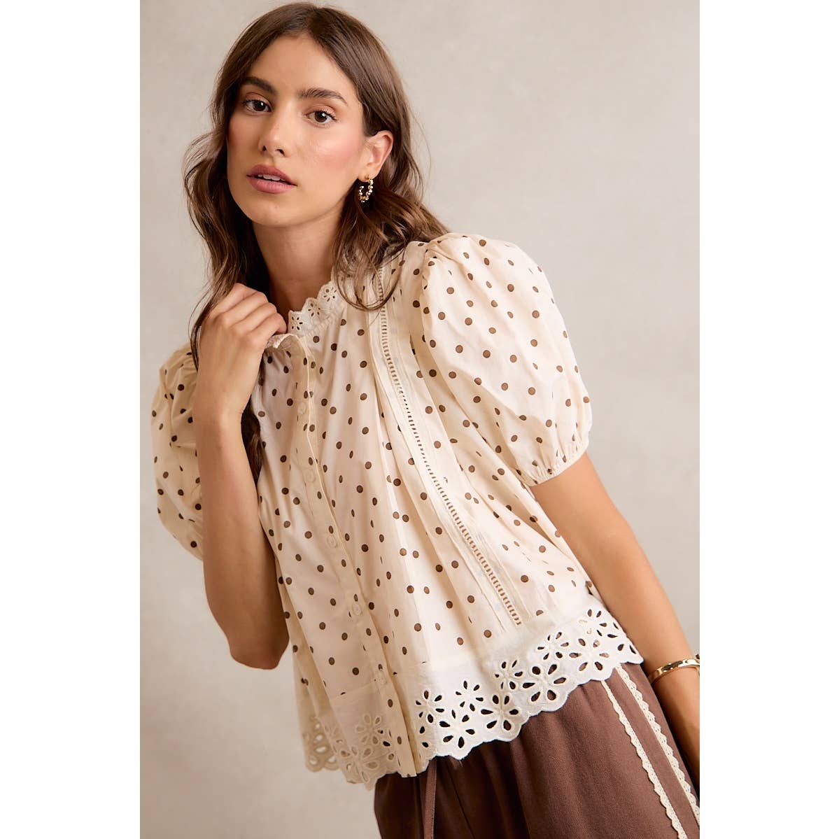 Polka Dot Lace Trim Top