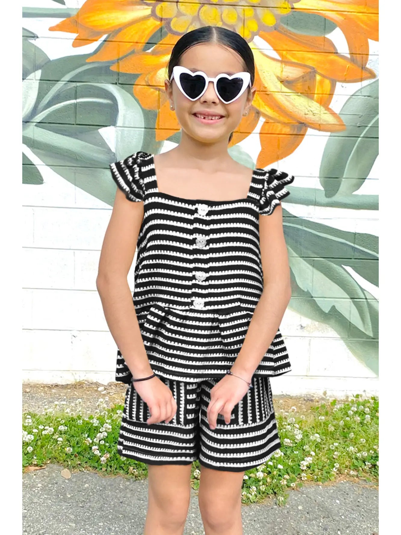 Girls Striped Short Set