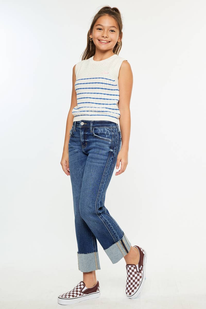Kan Can Girls Mid Rise Straight Jeans