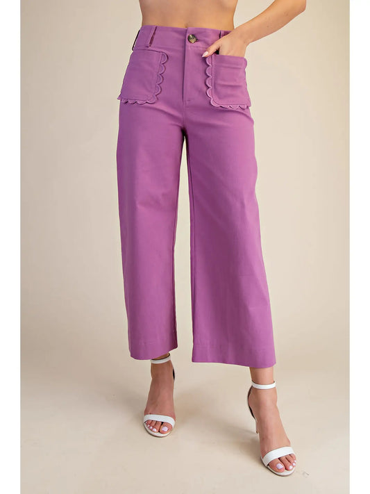 Colette Wide-Leg Scallop Pocket Pants