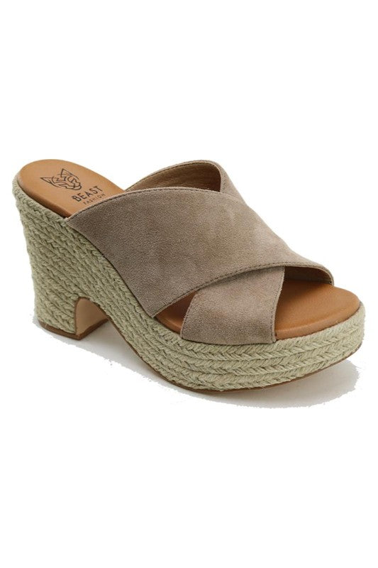 Beast Taupe Wedge Sandals