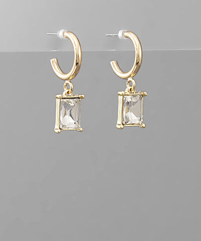 Square Glass Dangle Hoops