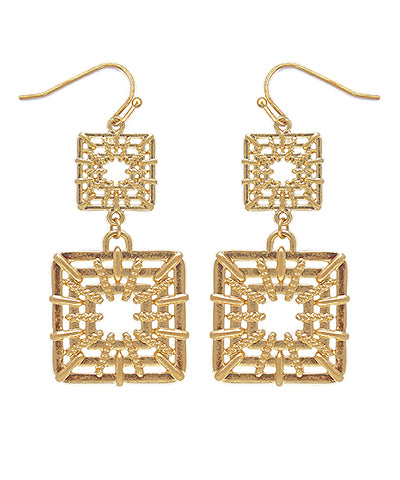 Triple Layer Square Earrings