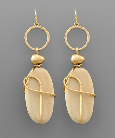 Wired Wood Oval Earrings